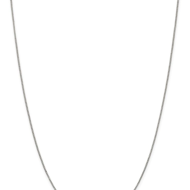 Rhodium Over Sterling Silver 0.9mm Box Chain with 2-inch Extension