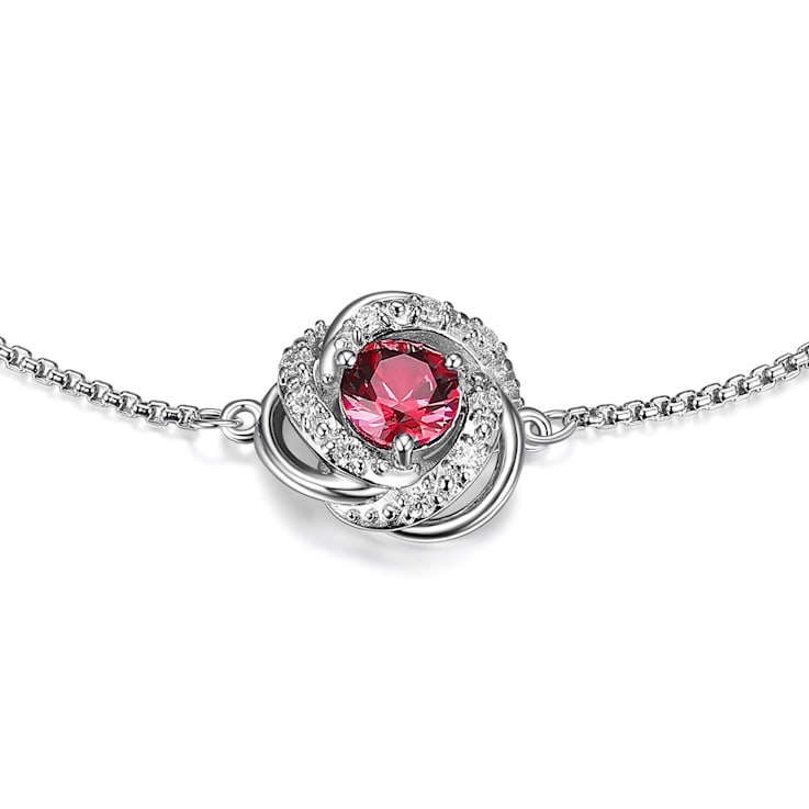 Red Lab Created Ruby Rhodium Over Sterling Silver Bracelet 0.61ctw