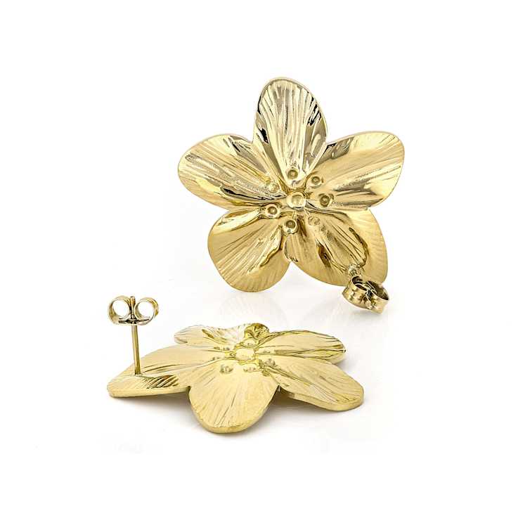 Gold-Tone Oversize Flower Earrings