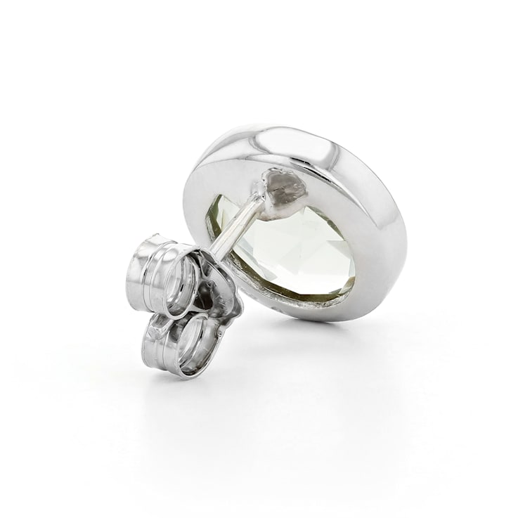 Green Prasiolite Rhodium Over Sterling Silver Stud Earrings 5.00ctw