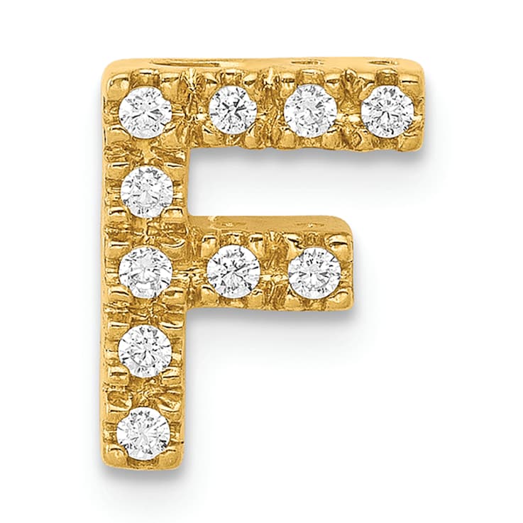 10k Yellow Gold 0.10 cttw Diamond Letter F Initial Charm