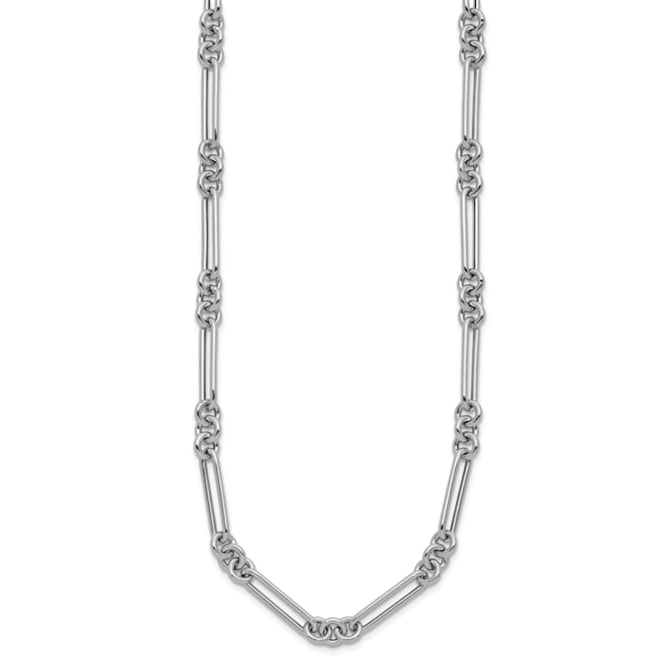 Rhodium Over 14k White Gold Polished Fancy Link Necklace