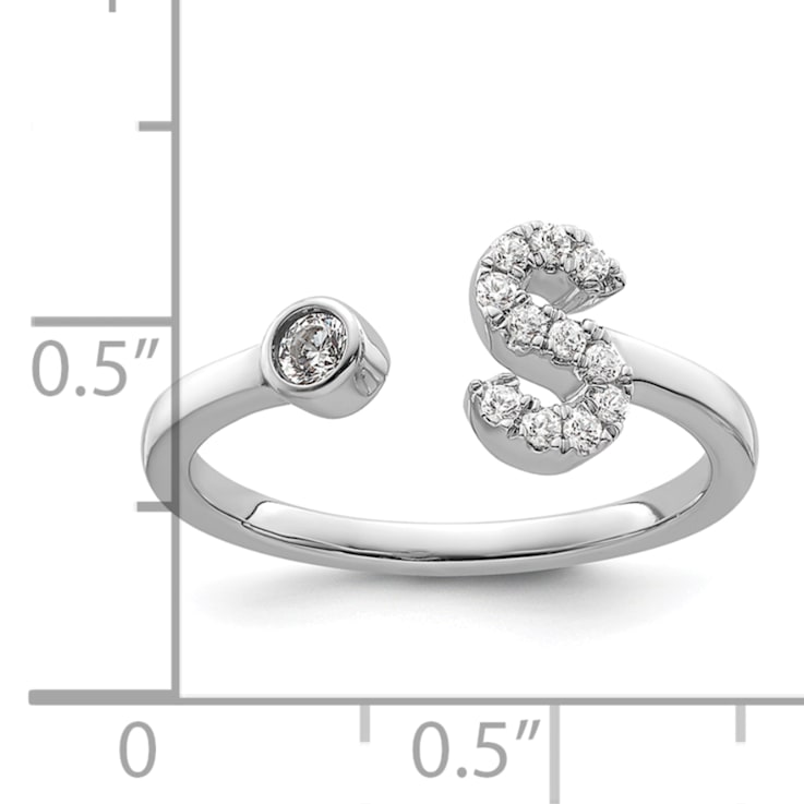 Rhodium Over 14K White Gold Lab Grown Diamond VS/SI GH, Initial S
Adjustable Ring