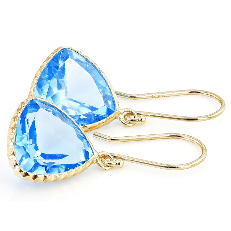 Swiss Blue Topaz 14k Yellow Gold Dangle Earrings 10.00ctw