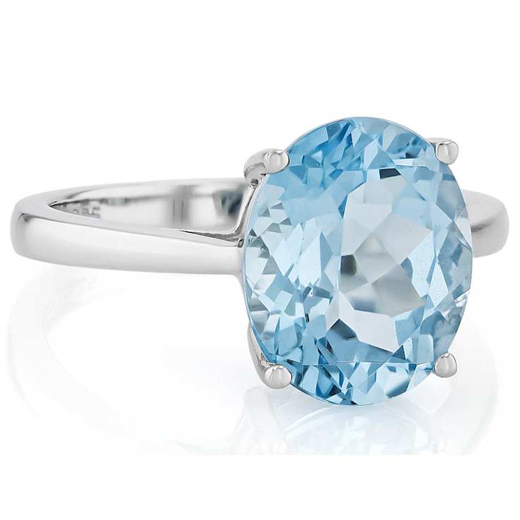 Sky Blue Topaz Solitaire Ring In Sterling Silver