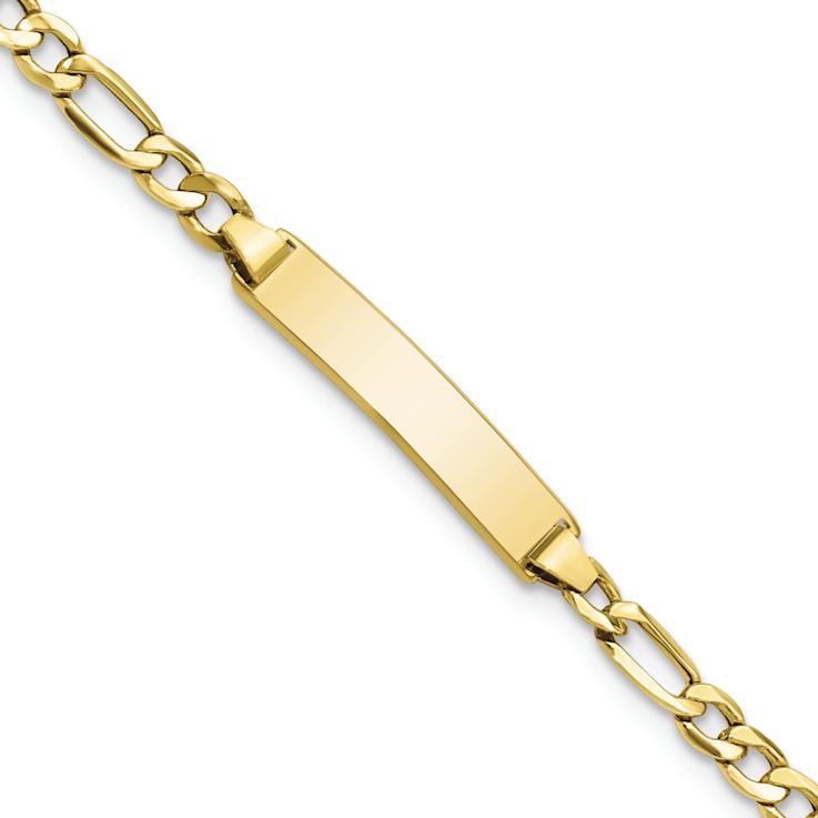 10k Yellow Gold Figaro Link ID Bracelet