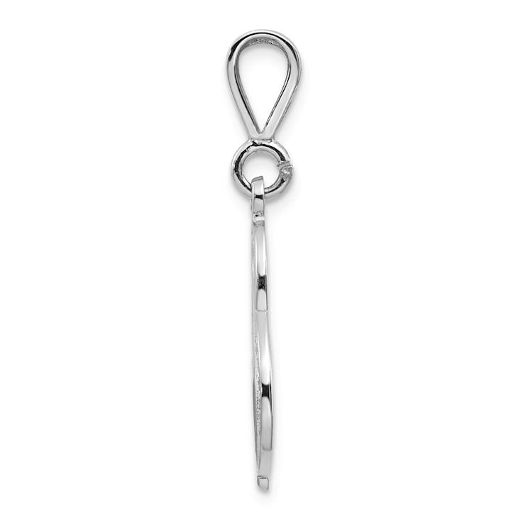 Rhodium Over 14k White Gold Solid Polished Script Filigree Textured
Letter S Initial Pendant