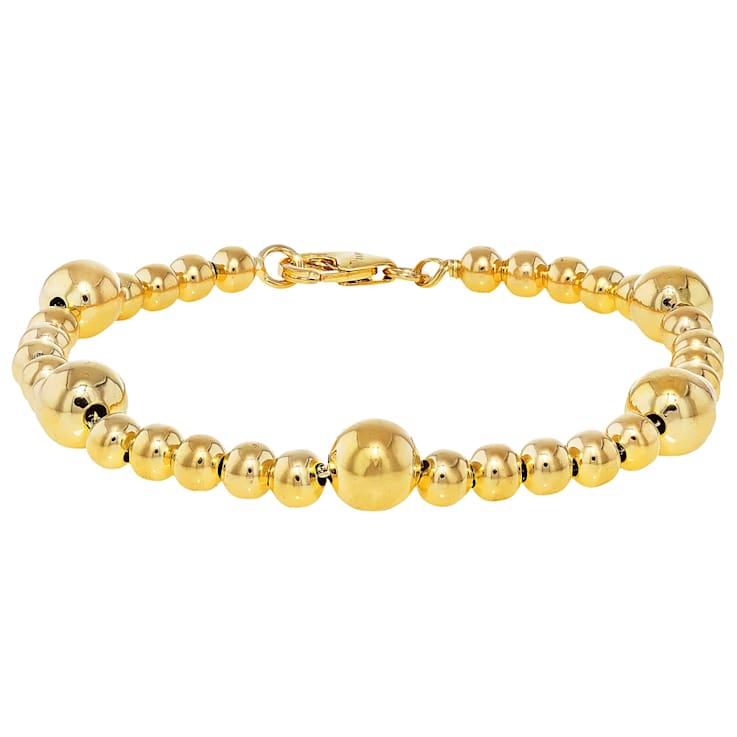 Graduating Bead Station Bracelet In 18K Gold Over Bronze
