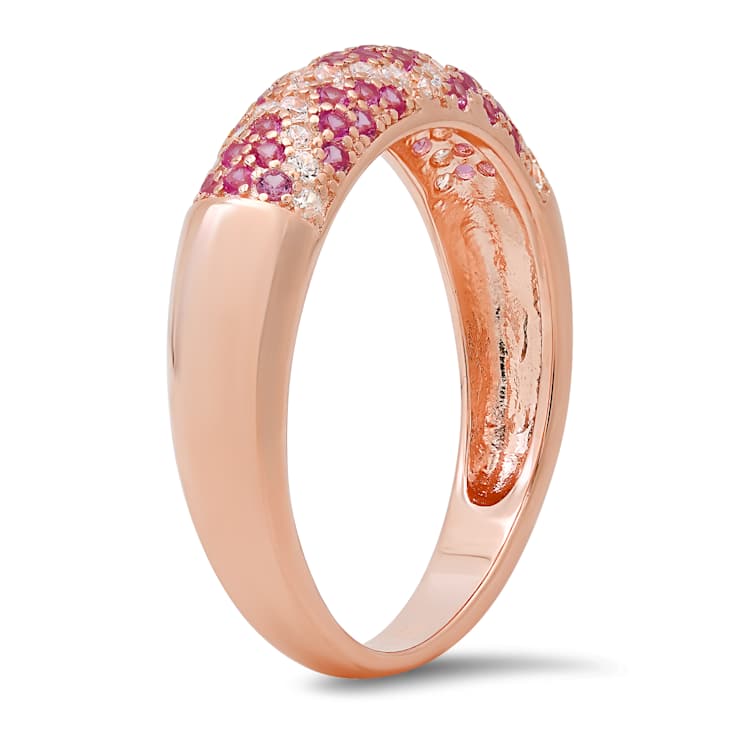 Pink And White Cubic Zirconia 14k Rose Gold Over Sterling Silver Ring 0.79ctw