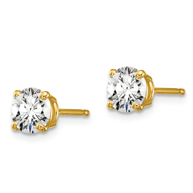 Certified White Lab-Grown Diamond G-H SI 14k Yellow Gold 4-Prong Stud
Earrings 1.00ctw