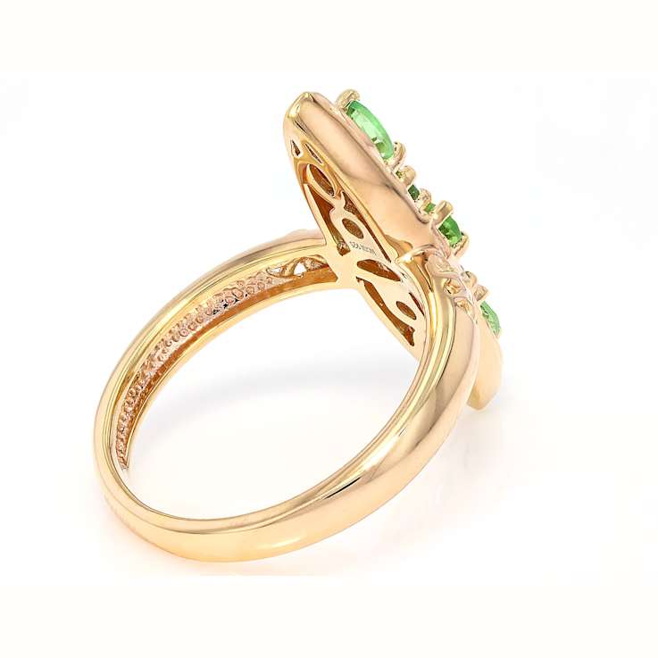 Mint Tsavorite Open Design Ring In 18K Gold Over Sterling Silver 0.77ctw