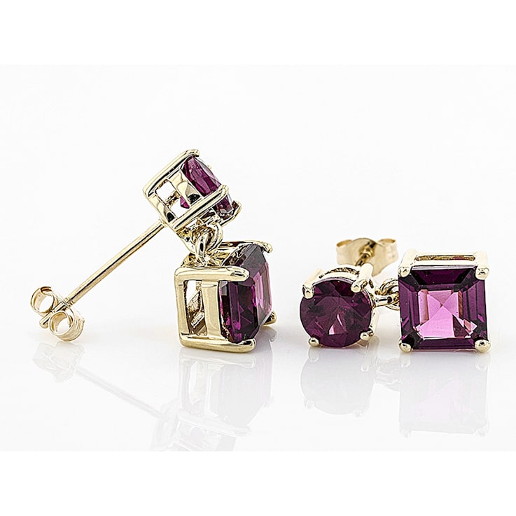 4 Colors 10K Solid Yellow Gold CZ Grape Earrings