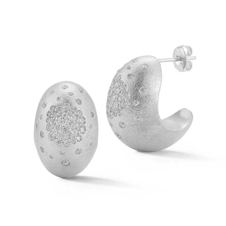 Sterling Statements Rhodium Over Sterling Silver Cubic Zirconia Satin
Hoop Earrings