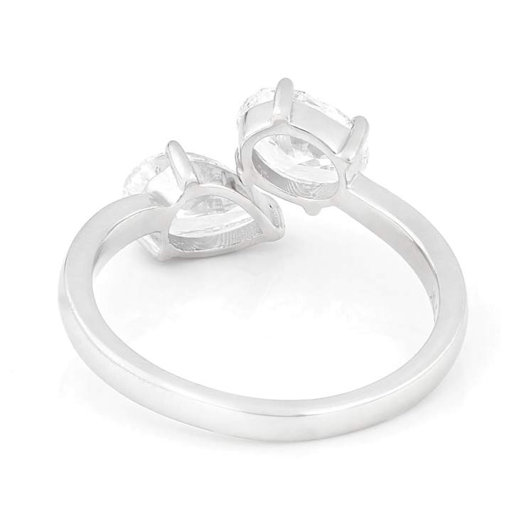 Pear Shape and Oval White Lab-Grown Diamond F-G SI 10K White Gold Ring 1.50ctw
