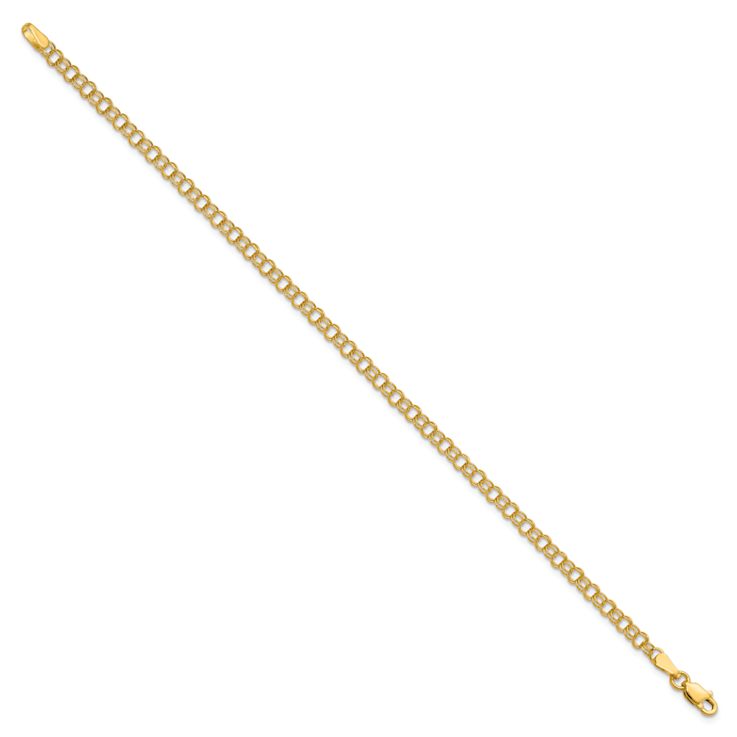 10k Yellow Gold 3.5mm Solid Double Link Charm Bracelet