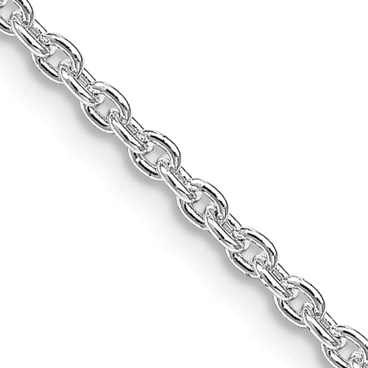 Rhodium Over Sterling Silver 2.25mm Cable Chain