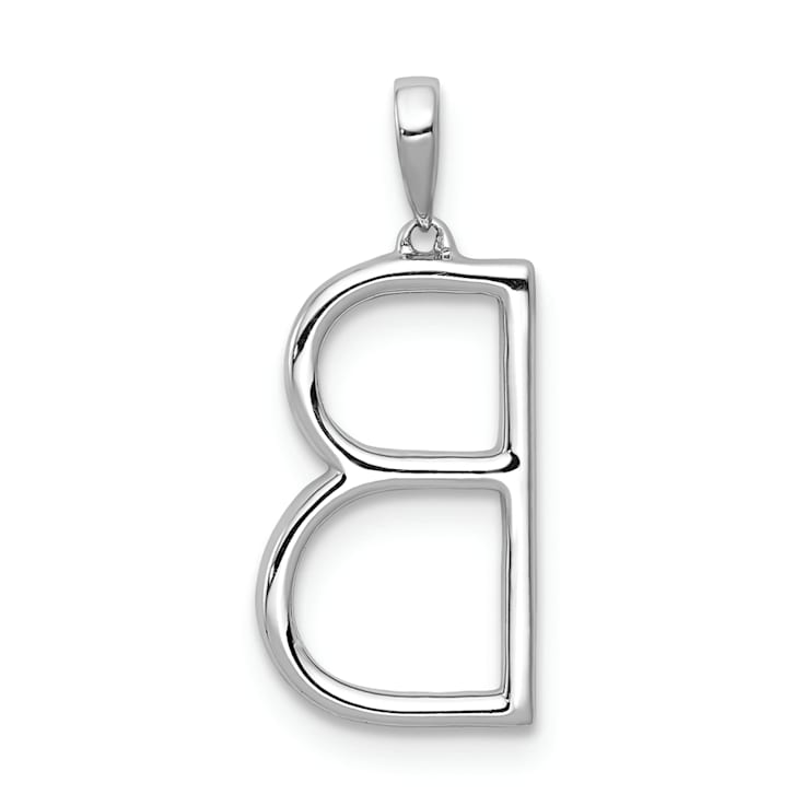 Rhodium Over 14K White Gold Diamond Letter B Initial Pendant