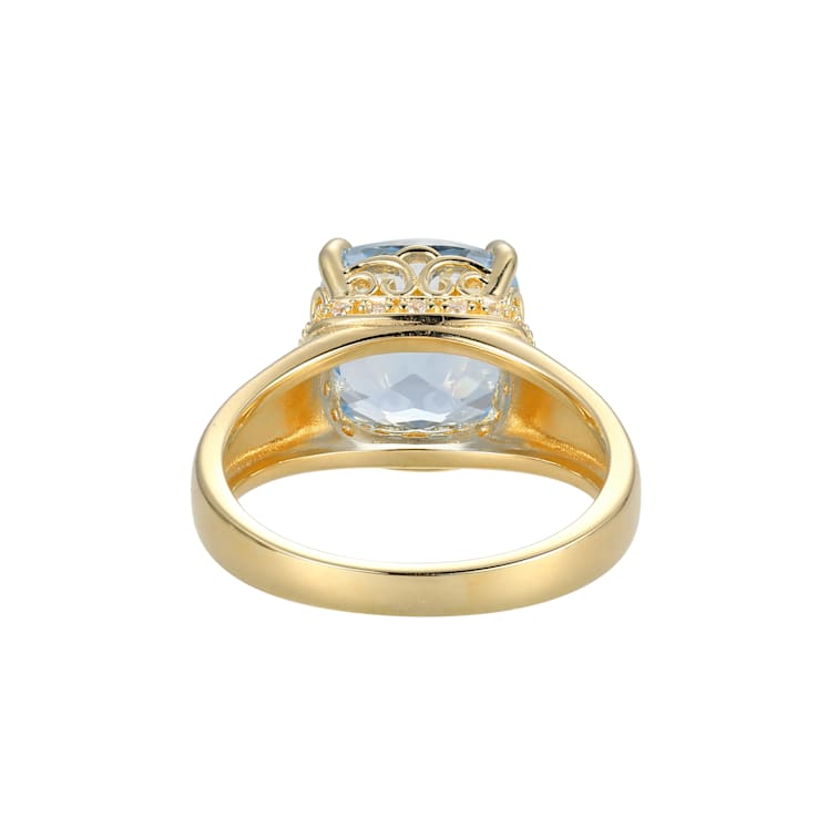 Lab Blue Spinel And White Cubic Zirconia 18k Yellow Gold Over Silver
March Birthstone Ring 3.79ctw