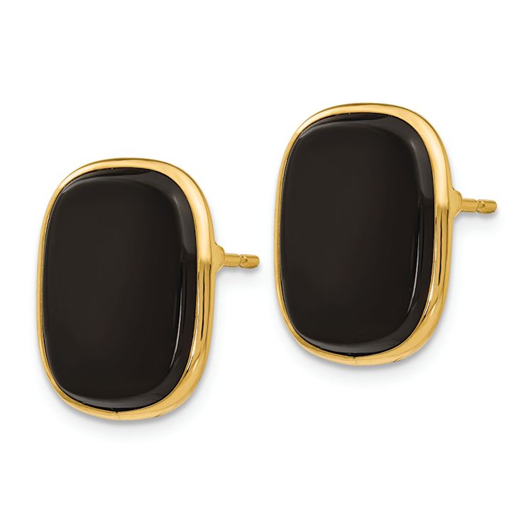 14k Yellow Gold Black Onyx Stud Earrings