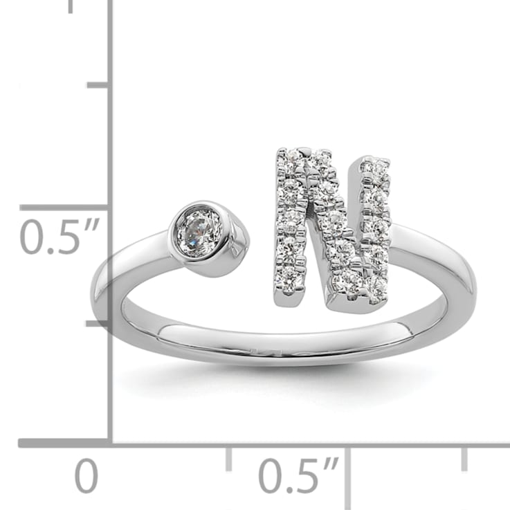 Rhodium Over 14K White Gold Lab Grown Diamond VS/SI GH, Initial N
Adjustable Ring