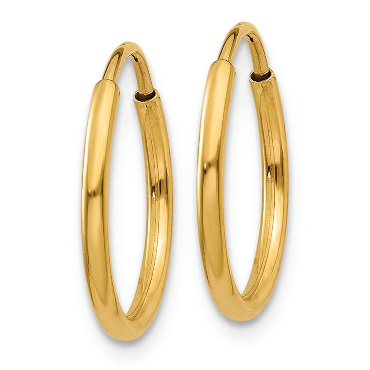 14k Yellow Gold 9/16" Endless Hoop Earrings