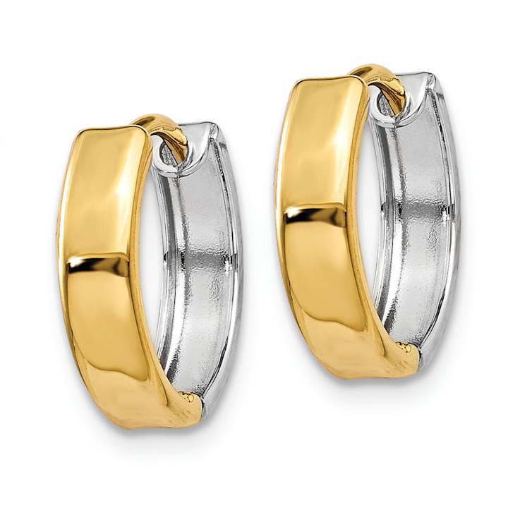 14k Two-tone 3/8" Hinged Hoop Earrings