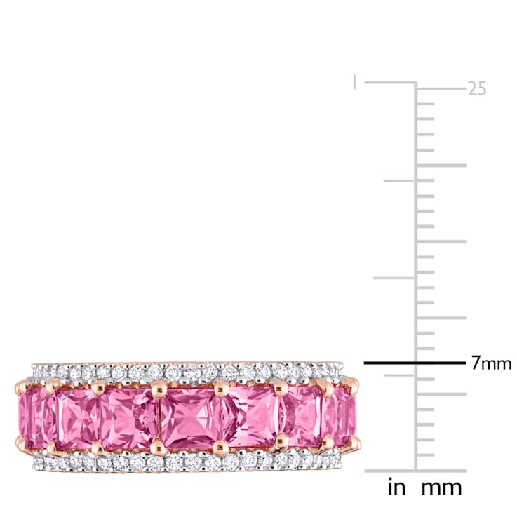 Pink Sapphire and Diamond 14K Rose Gold Ring 6.47ctw