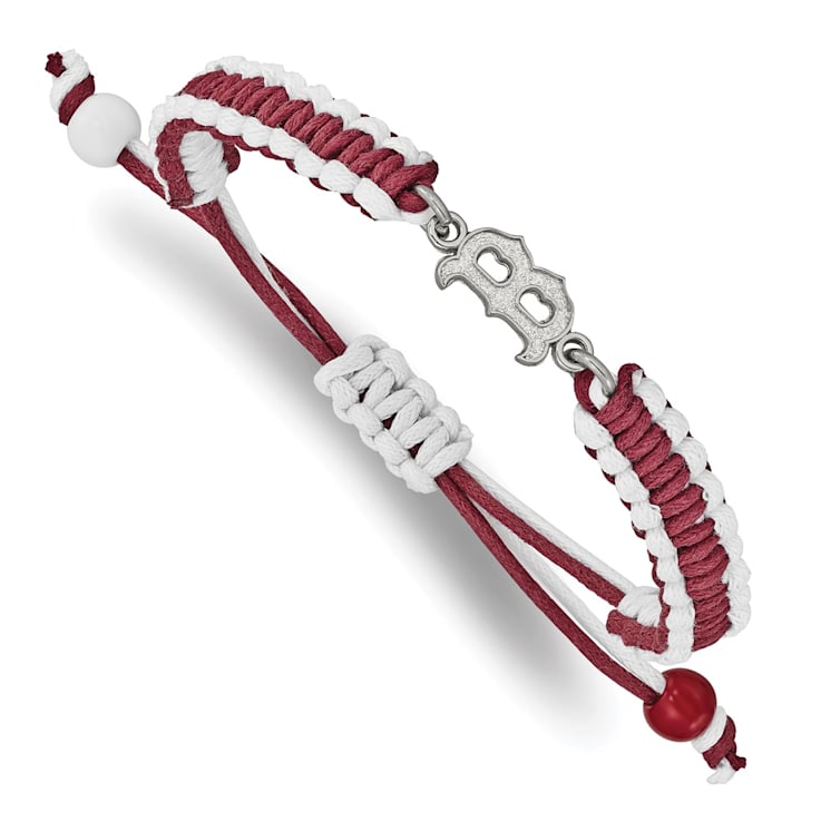 Stainless Steel MLB LogoArt Boston Red Sox Adjustable Cord Bracelet 18N20V