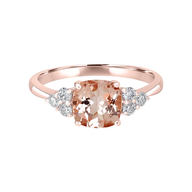 14K Rose Gold Morganite and Diamond Ring 1.29 ctw