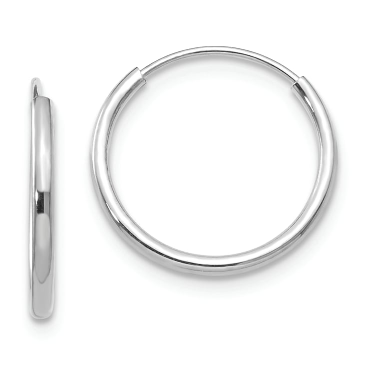 Rhodium Over 14K White Gold Endless Hoop Earrings