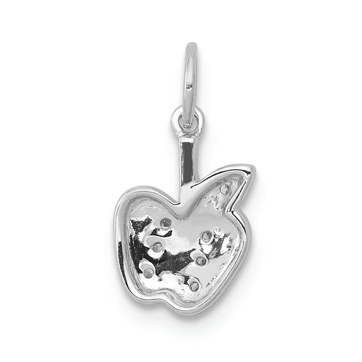Rhodium Over 14k White Gold Diamond Apple Charm
