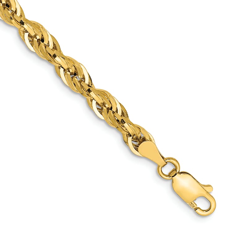 14k Yellow Gold 4.25mm Rope Link Bracelet, 8 Inches