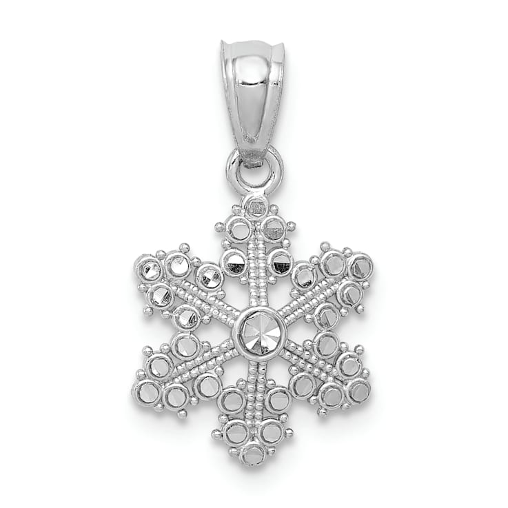 Rhodium Over 14K White Gold Snowflake Pendant