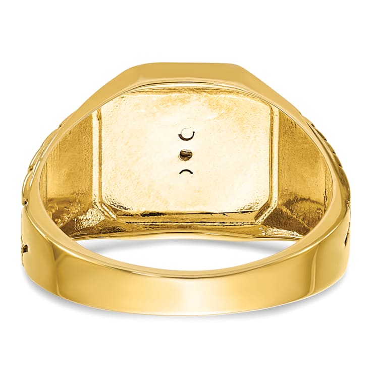 10K Two-tone Yellow and White Gold Textured and Enamel Diamond Blue
Lodge Masonic Ring 0.1ctw