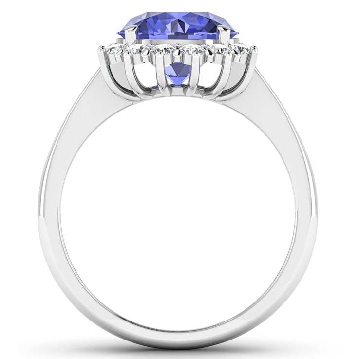 3.15ctw Violet Tanzanite and Diamond 14K White Gold Halo Ring