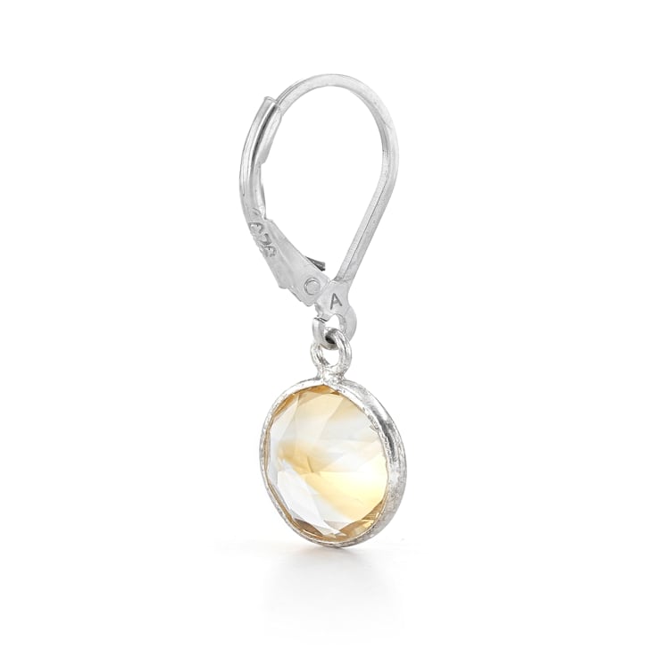 Yellow Round Citrine Sterling Silver Earrings 4ctw