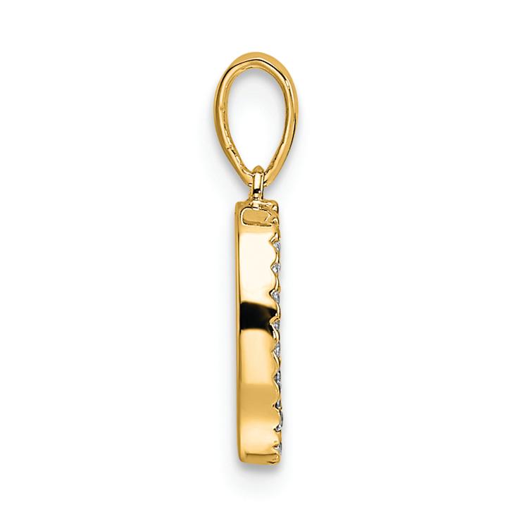 14k Yellow Gold Diamond Letter O Initial Pendant