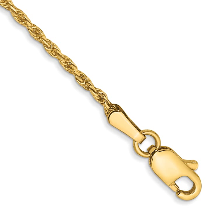 14k Yellow Gold 1.3mm Solid Diamond-Cut Rope Link Bracelet
