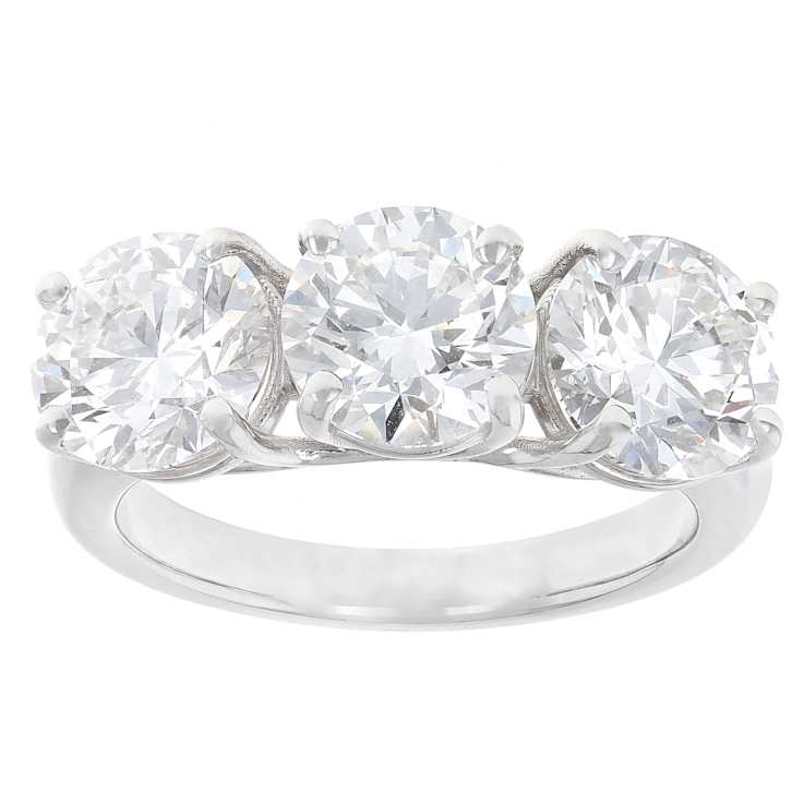 Lab-Grown Diamond Three-Stone Ring In 14K White Gold 5.00ctw