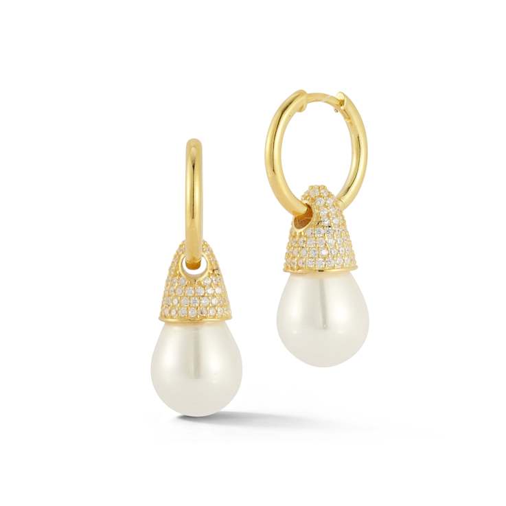 Sterling Statements 14K Yellow Gold Over Sterling Silver Freshwater
Pearl Statement Dangle Earrings