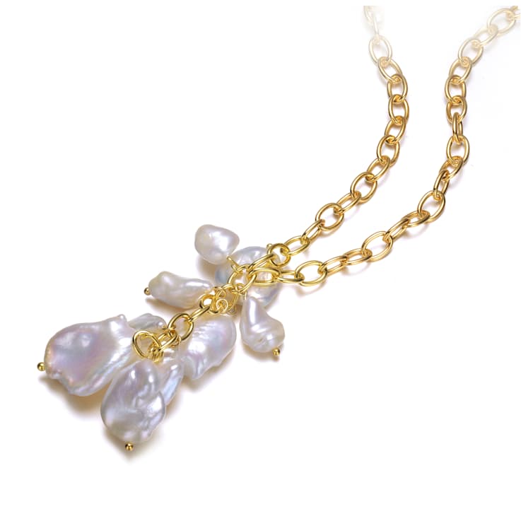 Pear Shape Freshwater Pearl Solitaire Pendant In 14K Gold Over Sterling Silver
