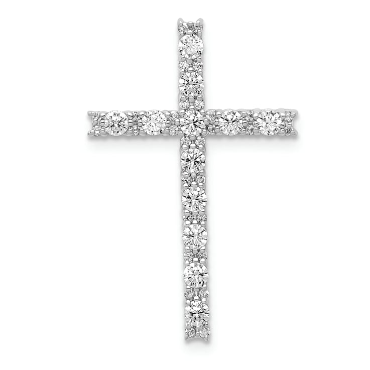 Rhodium Over 14k White Gold Diamond Latin Cross Pendant