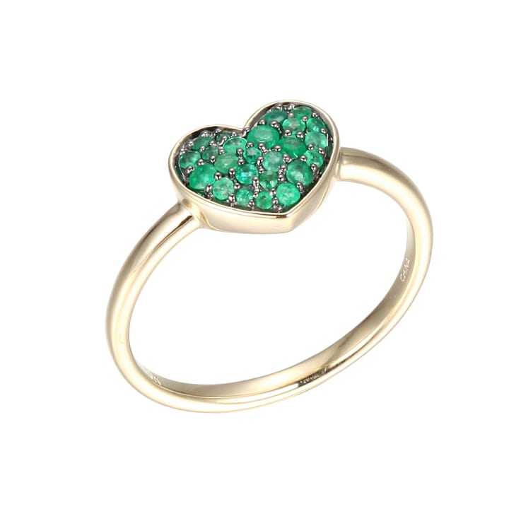 Green Emerald 10k Yellow Gold Ring 0.21ctw