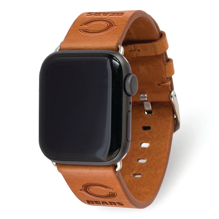 Gametime Chicago Bears Leather Band Fits Apple Watch (38/40mm S/M Tan). Watch Not included.