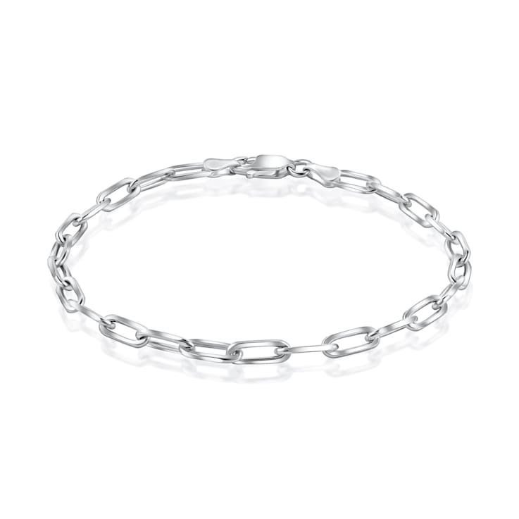 Sterling Silver Paperclip Link Chain Bracelet, 8 Inch