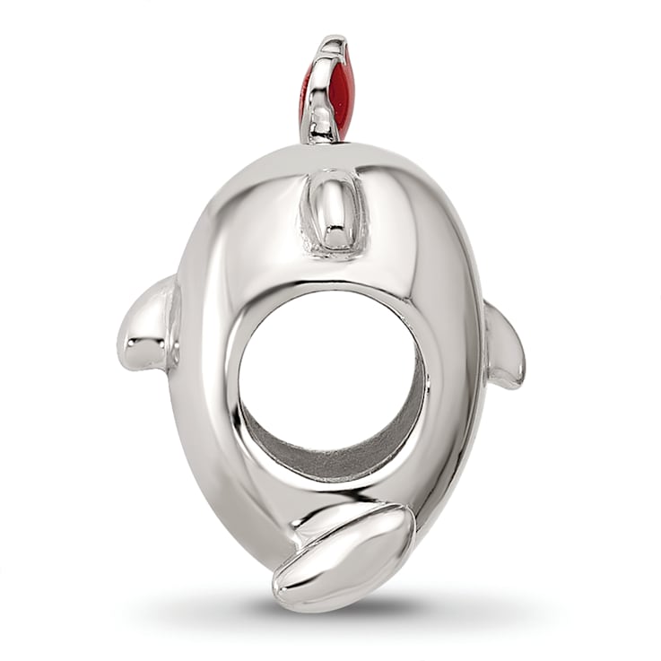 Sterling Silver Enamel Dolphin Blowing Heart Bead