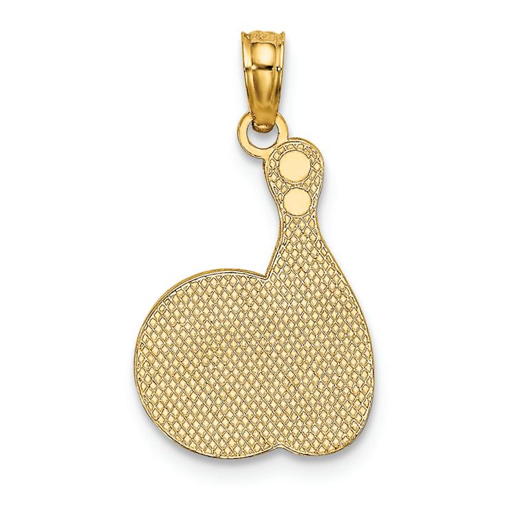 14k Yellow Gold Enameled Textured Bowling Ball and Pin Charm