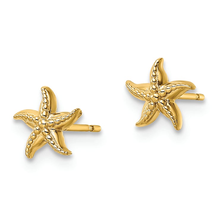 14K Yellow Gold Starfish Post Earrings