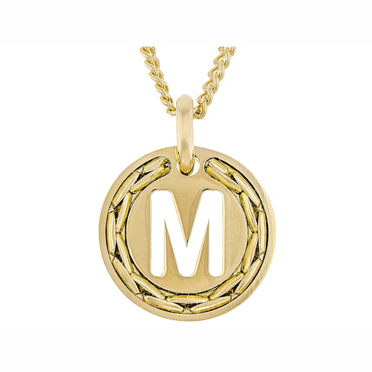 Cardano Initial M Pendant Necklace In 18K Gold Over Bronze