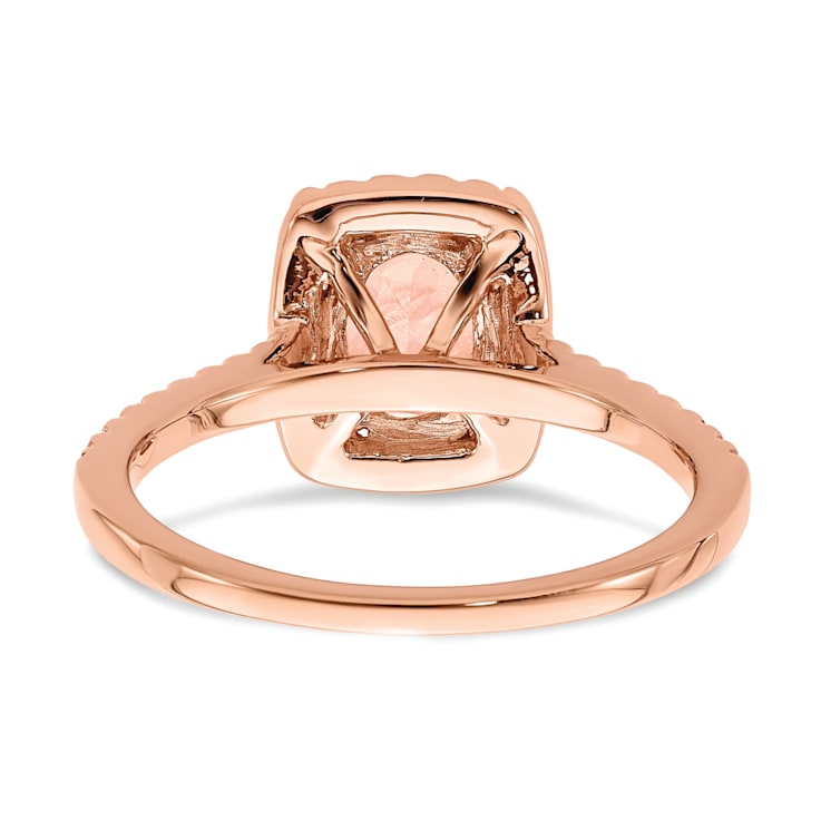 14K Rose Gold Morganite Diamond Halo Engagement Ring 1.55ctw